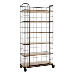 Olivia's Cybele 6 Rack Shelf Unit Black Iron & Wood