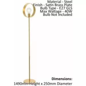 Loops - Floor Lamp Light - Satin Brass Plate - 40W E27 - Complete Standing Lamp