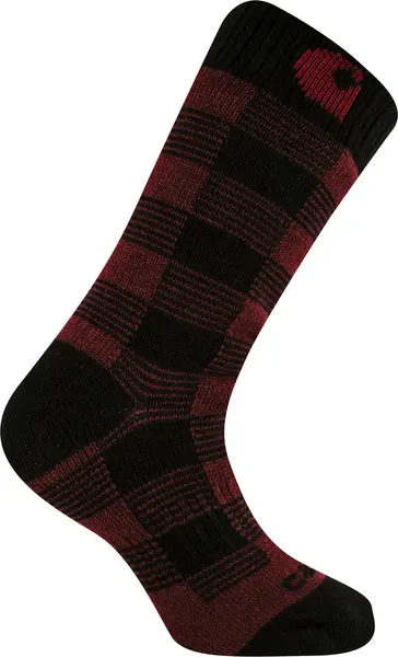 Carhartt Thermal Plaid Crew Ladies Socks, black-red, Size M for Women