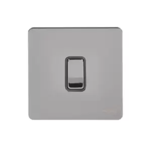 Schneider Electric Ultimate Screwless Flat Plate - Single Intermediate 2 Way Light Switch, 16AX, GU1414BBN, Black Nickel with Black Insert