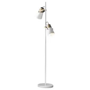 Gerik Task Floor Lamp White, Aged Brass Paint