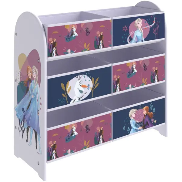 Frozen Purple Storage Unit with 6 Storage Boxes for Kids, W63.5 x D25 x H60cm - Purple - Disney