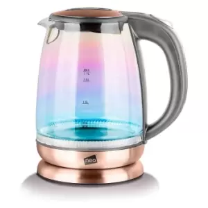 Neo Rain-gc 1.7L Colour-changing Rainbow Effect Glass Copper Kettle - Grey