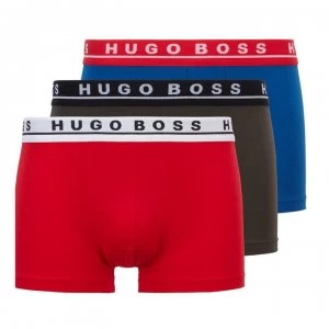 Hugo Boss 3 Pack Logo Boxer Trunks Red/Blue/Khaki Size M Men