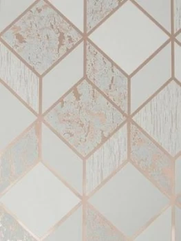 Superfresco Vittorio Geo Grey/Rose Gold Wallpaper