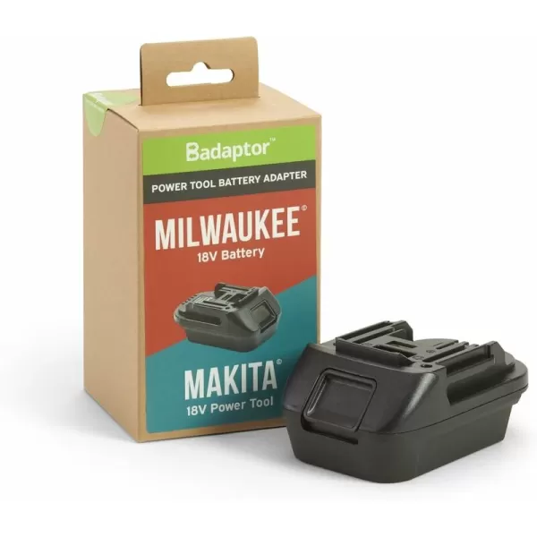 Badaptor 18V battery adapter converts MilWaukee batteries compatible with Makita - Black