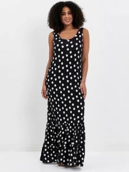 Evans Spot Tiered Jersey Maxi Dress