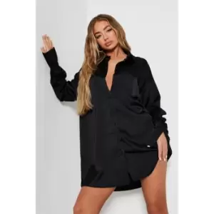 I Saw It First Oversized Satin Shirt - Black