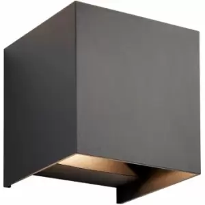 Loops - Twin Outdoor IP44 Cube Wall Light - 2 x 5.5W cct LED - Matt Black Wall Lamp