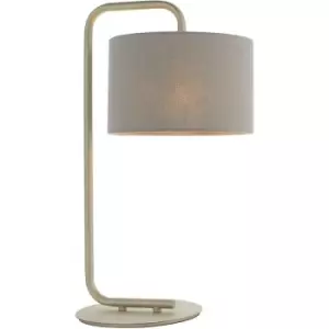 Merano Carrara Table Lamp Satin Champagne Paint & Slate Grey Fabric