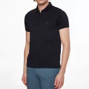 Tommy Hilfiger Mens Zip Interlock Slim Polo Shirt - Desert Sky - M