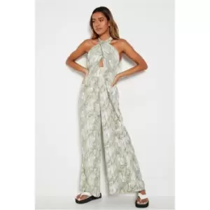 I Saw It First Green Woven Snake Halterneck Sleeveless Jumpsuit - Green