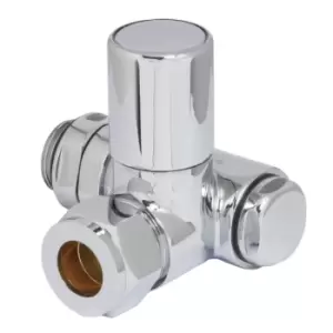 Towelrads Dual Fuel Corner Valve with Element Port Round Chrome 1/2" - 927301