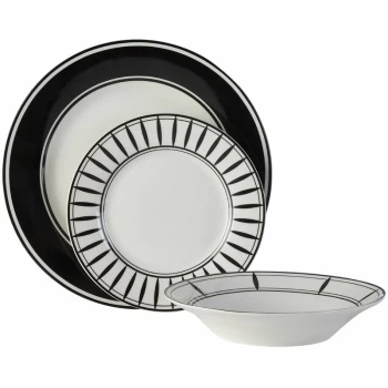 White / Black Dinner Sets for Dinner or Lunch / Modern Geometric Design Dinner Set for 12/High-Quality Plates Set Made of Porcelain 26 x 14 x 27