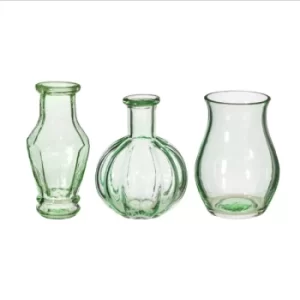 Recycled Glass Vintage Bud Vase Pale Green (Set Of 3)