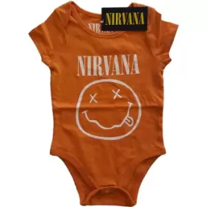 Nirvana - White Smiley Kids 24 Months Baby Grow - Orange