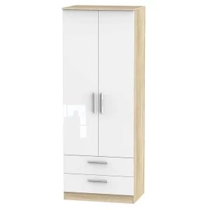 Robert Dyas Goodland Ready Assembled Tall 2-Door Wardrobe with Drawers