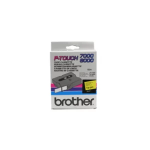 Brother TX-641 P-touch Black on Yellow Tape 18mm x 15m