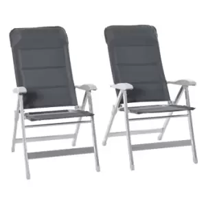 Outsunny Set of 2 Padded Folding Deck Chairs - Grey