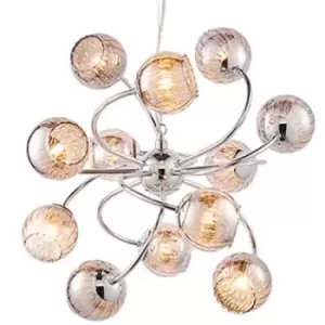 Hanging Ceiling Pendant Light CHROME & GLASS 12 Light Lamp Bulb Holder Fitting