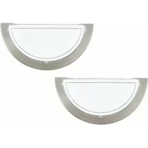 2 pack Wall Light Colour Satin Nickel Shade White Clear Glass Painted E27 1x60W