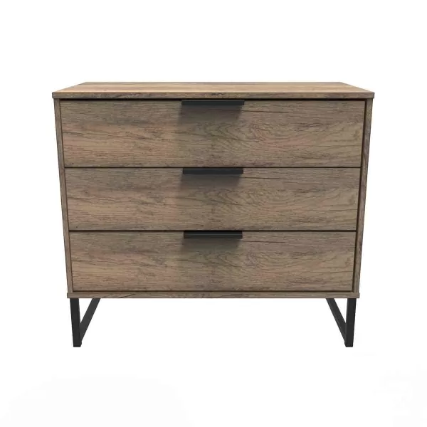 Welcome Furniture Ready Assembled Hong Kong G 3 Drawer Chest In Vintage Oak