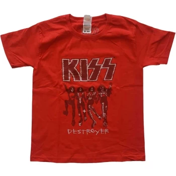 KISS - Destroyer Sketch Kids 5-6 Years T-Shirt - Red