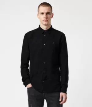 AllSaints Mens Petrel Shirt, Black/White, Size: S