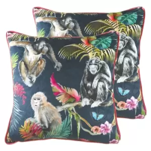 Jungle Monkey Twin Pack Polyester Filled Cushions