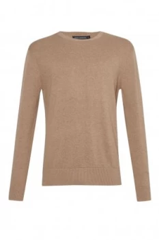 Mens French Connection Portrait Wool Crew Neck Jumper Camel