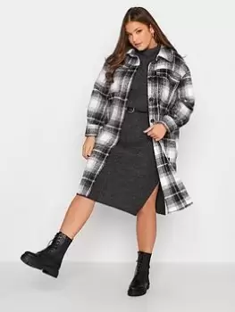 Yours Midi Shacket - Mono Check/Pink, Black, Size 22-24, Women