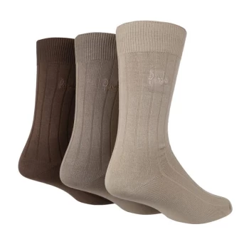 Pringle Ribbed Bamboo 3 Pack Socks - Beige