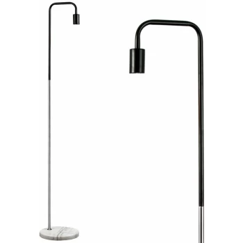 Industrial Style Floor Lamp with Marble Base - Brushed Chrome