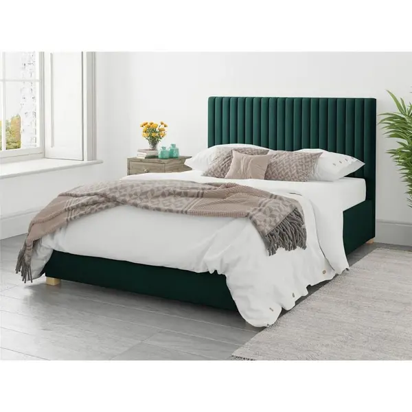 Aspire Grant Ottoman Upholstered Bed, Plush Velvet, Emerald - Ottoman Bed Size Superking 6ft - Emerald 5057632082718