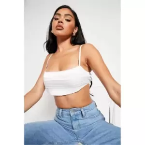 I Saw It First White Satin Pleated Extreme Co-Ord Crop Top - White