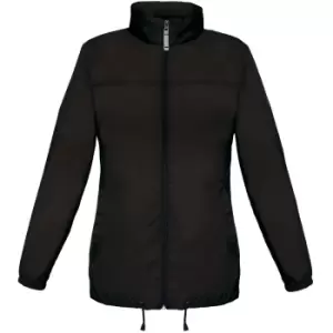 B&C Womens/Ladies Sirocco Lightweight Windproof, Showerproof & Water Repellent Jacket (L) (Black)