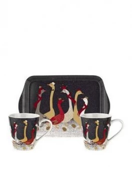 Sara Miller Festive Geese Mug And Tray Set