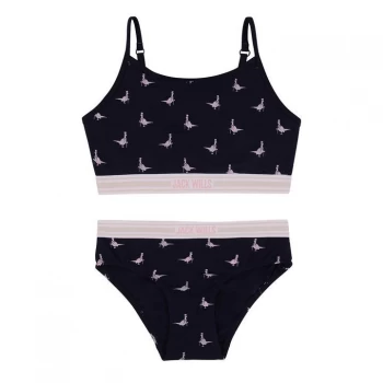 Jack Wills Kids Girls Bralette And Brief Set - Navy/Pink