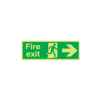 Fire Exit Arrow Right Photoluminescent Vinyl Sign - 450 X 150MM