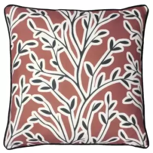 Annika Floral Cushion Brick, Brick / 50 x 50cm / Polyester Filled