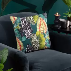 Ebon Wilds Sekua Cushion Teal, Teal / 43 x 43cm / Polyester Filled