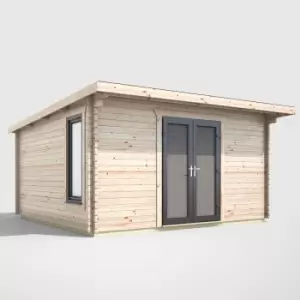 Power 14' x 12' Pent Log Cabin Doors Central