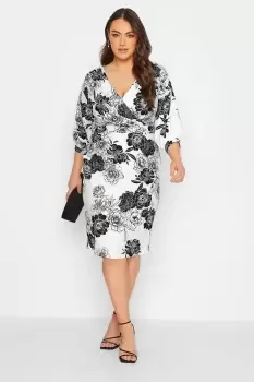 Drop Shoulder Floral Wrap Dress