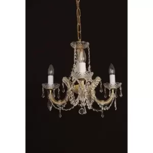 Impex Marie Theresa Glass Gold 3 Arm Chandelier