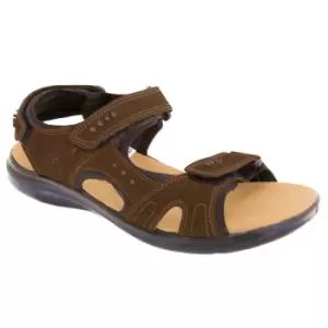 Roamers Mens 3 Touch Fastening Padded Sports Sandals (8 UK) (Brown)