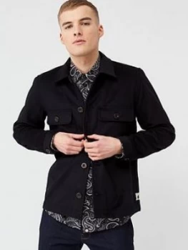 Pretty Green Onerous Wool Overshirt - Black, Size L, Men