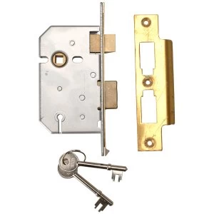 Union 2277 3 Lever Mortice Sashlock Polished Brass 65mm 2.5" Visi