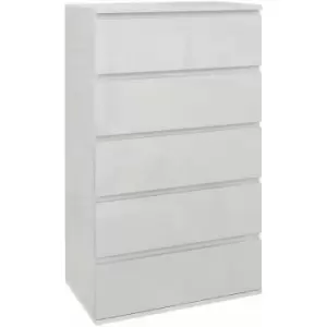 Homcom - Bedroom Chest of Drawers, High Gloss 5 Drawers Dresser, Drawer Unit - White