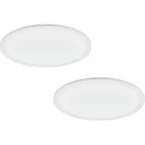 Loops - 2 pack 450mm Modern Ceiling Light White Slim Round Low Profile 28W LED 4000K