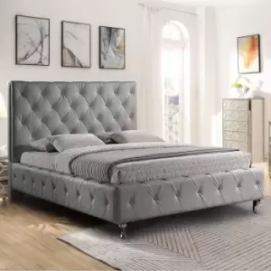 Envisage Trade - Barella Upholstered Beds - Plush Velvet, Single Size Frame, Grey - Grey